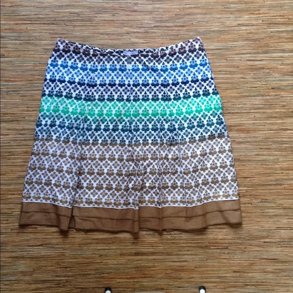 Fashion Bug Skirt Brown Green Blue Floral Geometr